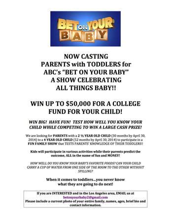 how to audition in bet on your baby